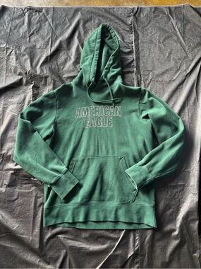 American Eagle Outfitters Forest Green Pullover Hoodie with Logo